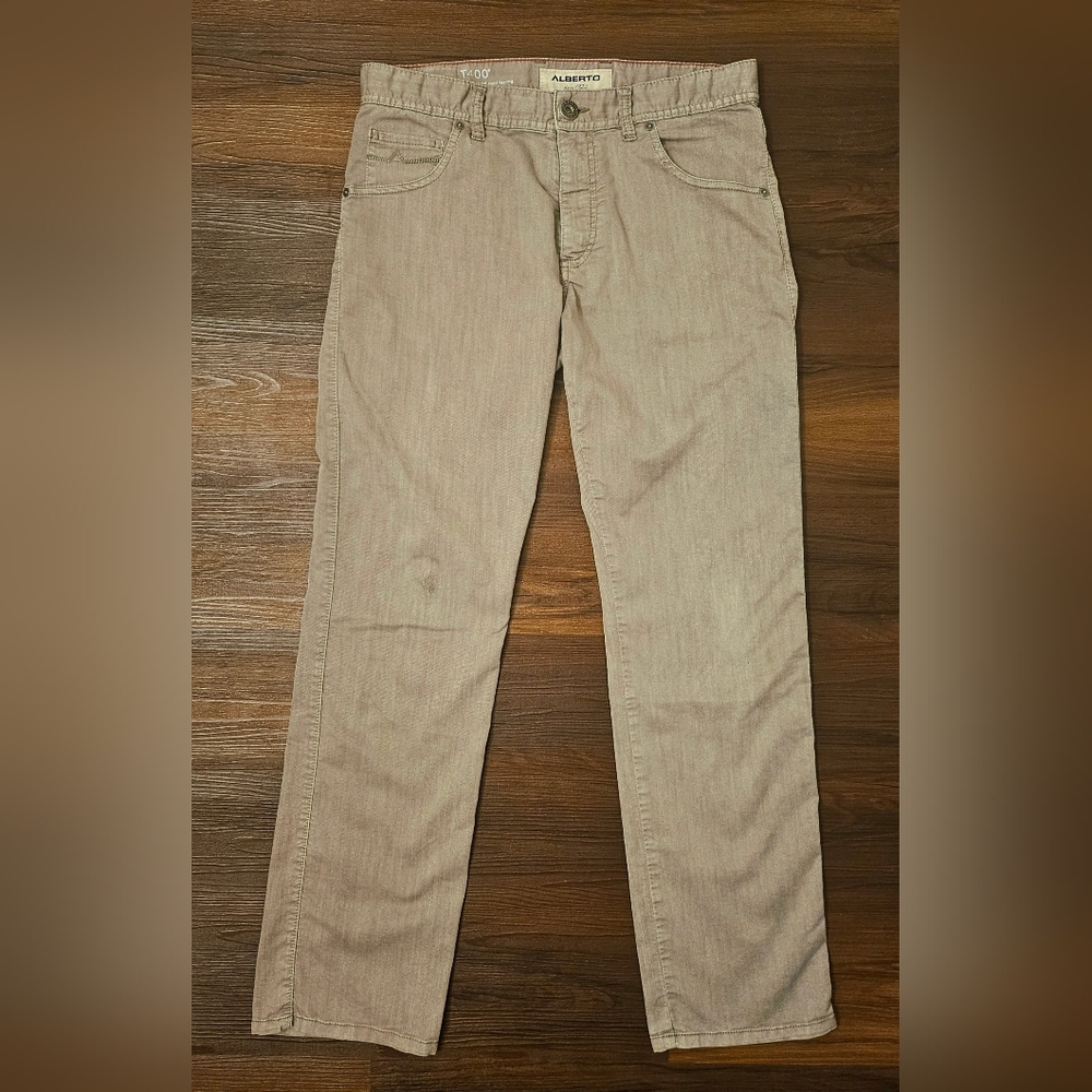 Alberto T400 Modern Fit Jeans Beige 32x31 Stretch Stone Wash Denim - READ DESC.